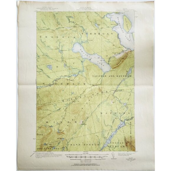 1921 Map USGS Topographic Brassua Lake Maine Antique Quadrangle Vintage TOPO22 - Picture 2 of 3